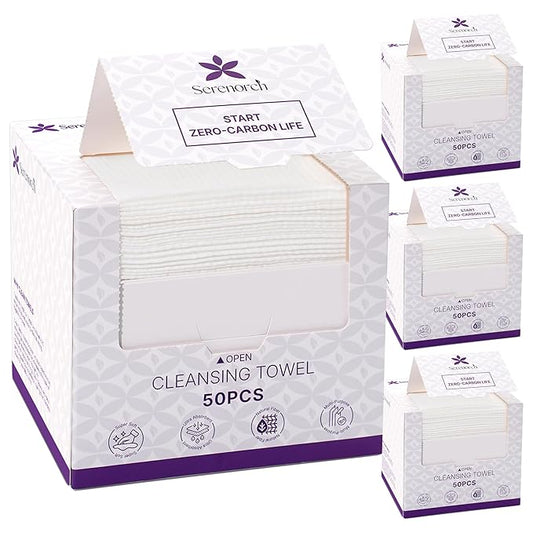 Serenorch Disposable Face Towels, 10" x 12", Ultra Thick Face Towelettes for Sensitive Skin, Extra Soft Makeup Remover Dry Wipes, 200 Count