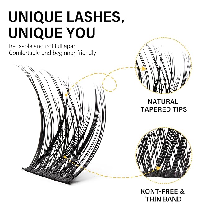 VYRILA Lash Clusters 8-16mm, False Eyelashes 132pcs, Cluster Eyelash Extensions Matte Black Soft, Diy Lash Extensions D Curl Natural Lash Clusters Faux Mink Lashes Wispy（Breeze,132pcs,0.07,D,8-16MIX)