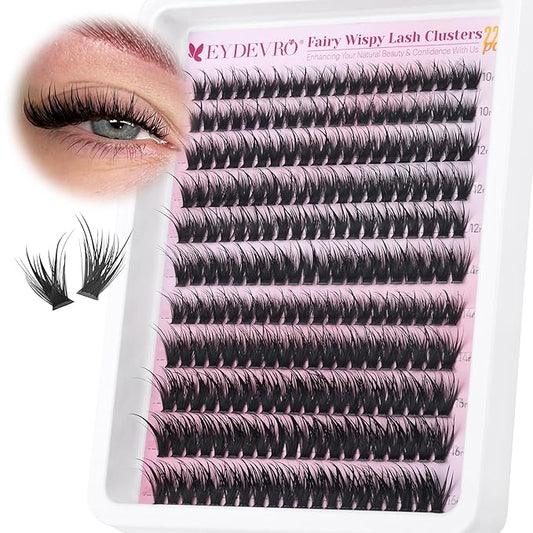 EYDEVRO Fairy Lash Clusters 80D Eyelash Clusters Wispy Clusters Eyelash Extensions Individual Lashes10-16mm Cluster Lashes Volume DIY Lash Extensions Eyelash Extensions at Home