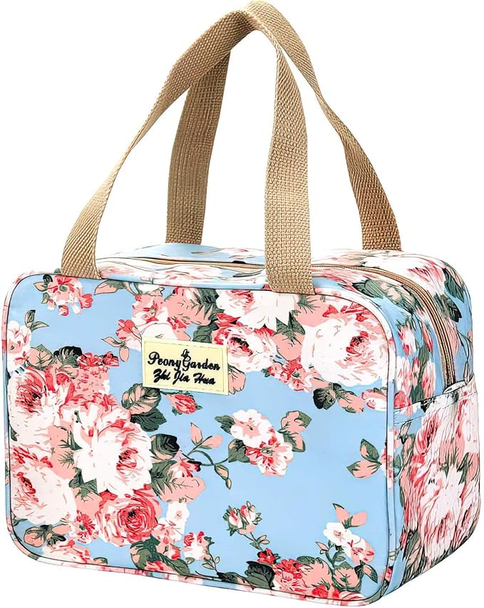 Hjkiopc Large Makeup Bag Toiletry Bag for Women Make Up Bag Cosmetic Bag Toiletries Bag Brush Bags for Traveling (Peony Flower)