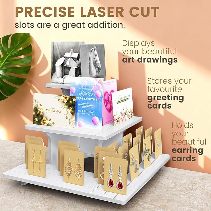 3 Tier White Display Shelves for Vendors, Display Stand Portable for Shop Retail, Display Stands for Vendor Events, Candles, Glasses, Crafts, Jewellery, Farmers Market Stand