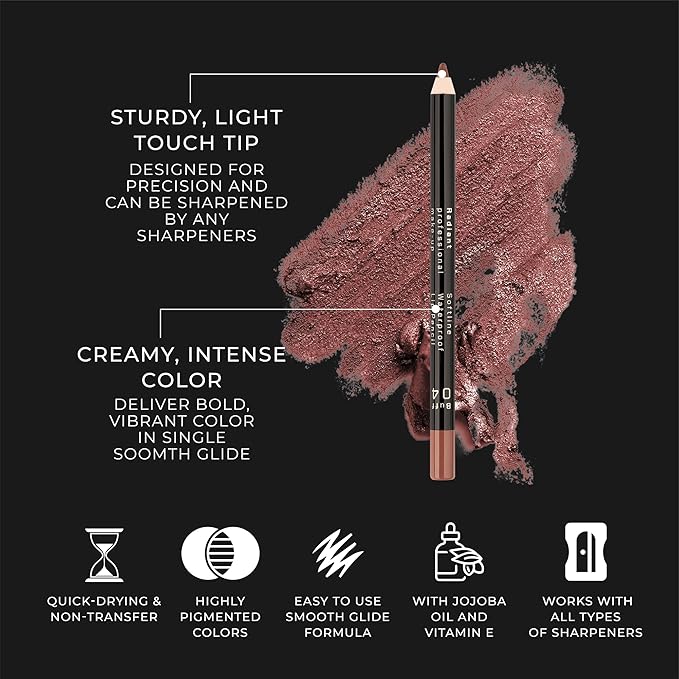 Radiant Professional Waterproof Lip Liner Pencil - Long Lasting Lip Liner for Defined Lips - Soft & Creamy Lipliner with Vitamin E - 1.20gr, (17 TOFFEE)