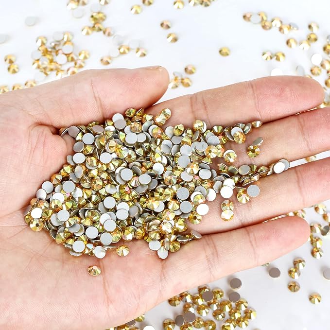 Novani Rhinestones 3000Pcs Flatback Crystal Round Loose Gemstones Glass Rhinestones for Crafts Makeup Nail Art Clothes Shoes DIY Decorations(SS10, 2.7-2.9mm,MetalSunlight)