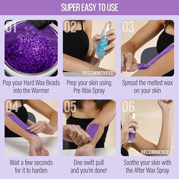 Tress Wellness Wax Beads - Safe for Skin - Dermatologically Tested - At-Home Kit for Bikini, Brazilian & Full Body - Lavender 1.2