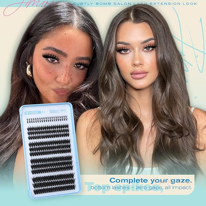 Lash Clusters Wispy 120D Manga Lash Clusters with Lash Spikes 12-18MM D Curly Long Eyelash Clusters Wispy Cluster Eyelash Extensions with Bottom Lashes Anime Individual Lashes Extensions by JIMIRE