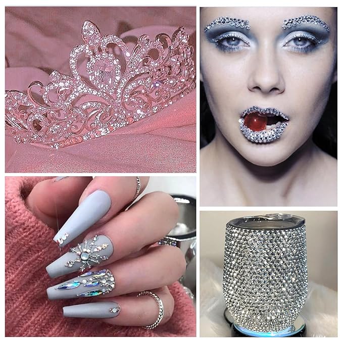 1440Pcs White Crystal Rhinestones,Glass Flatback Rhinestones Gemstones for Nail Face Makeup Art Crafts Clothes Decoration - (SS12,3.0mm,White)