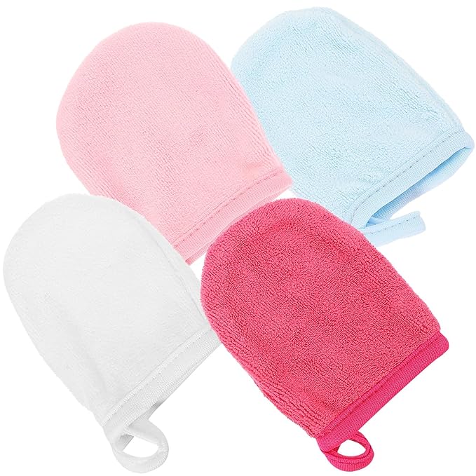 JHKNNK Reusable Makeup Remover Pads Mitt for Face, Eye, Lips, Microfiber Facial Cleansing Cloths, Efficient Pore Cleaning Face Wash Wipes for Skin Types,