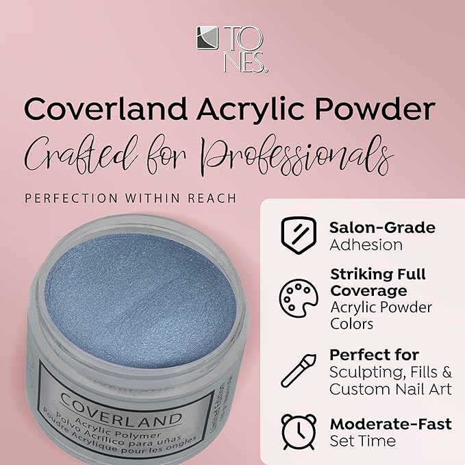 Tones Coverland Acrylic Nail Powder "Melted Metals" - Limited Edition Acrylic Powder for Nail Design, Sculpting, and Masking Nail Bed Imperfections - Professional Acrylic Nail Supplies - (1.5 Oz)