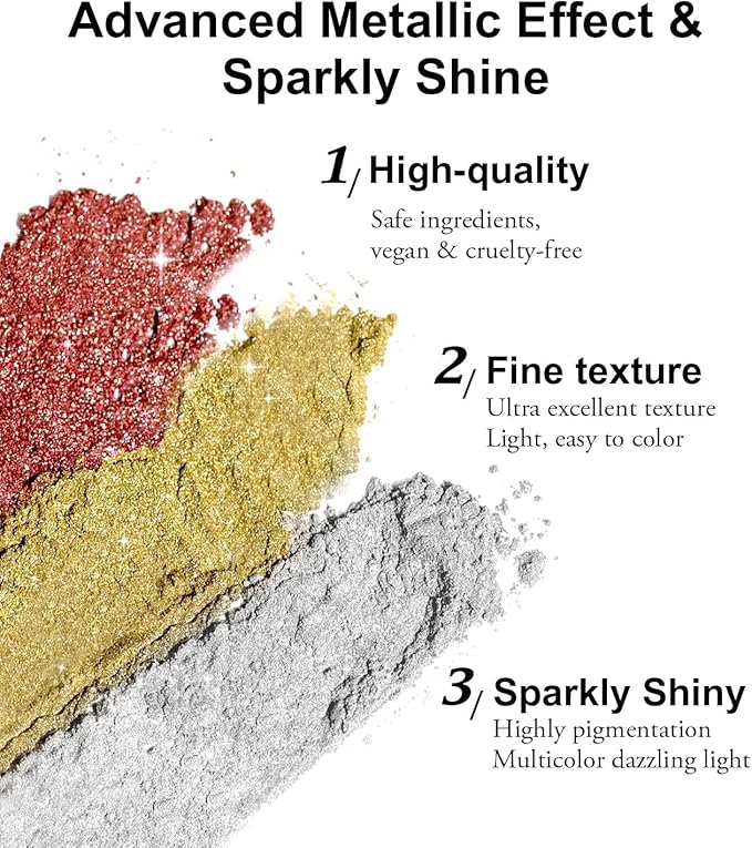 BISHENGYF Rose Gold Chrome Nail Powder: Metallic Mirror Powder Holographic Pigment Powder Silver Green Chrome Nail Powder for Nails Rose Gold Nail Chrome Powder for Nails Art DIY Decoration
