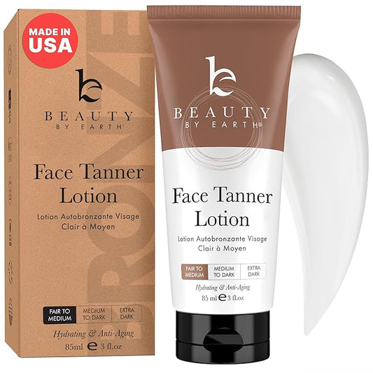 Face Tanner - USA Made with Natural & Organic Ingredients, Gradual Facial Self Tanner Lotion for Natural-Looking Fake Tan & Streak-Free Natural Glow