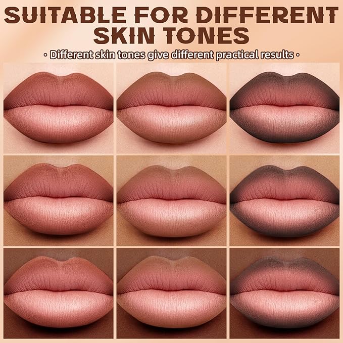 HOSAILY 3 Colors 2 in 1 Lip Liner Set, Matte Nude Dark Brown Red Lip Liner Plumping Smooth Creamy Lip Pencil, High Pigmented Long lasting Light Brown Lipstick Makeup
