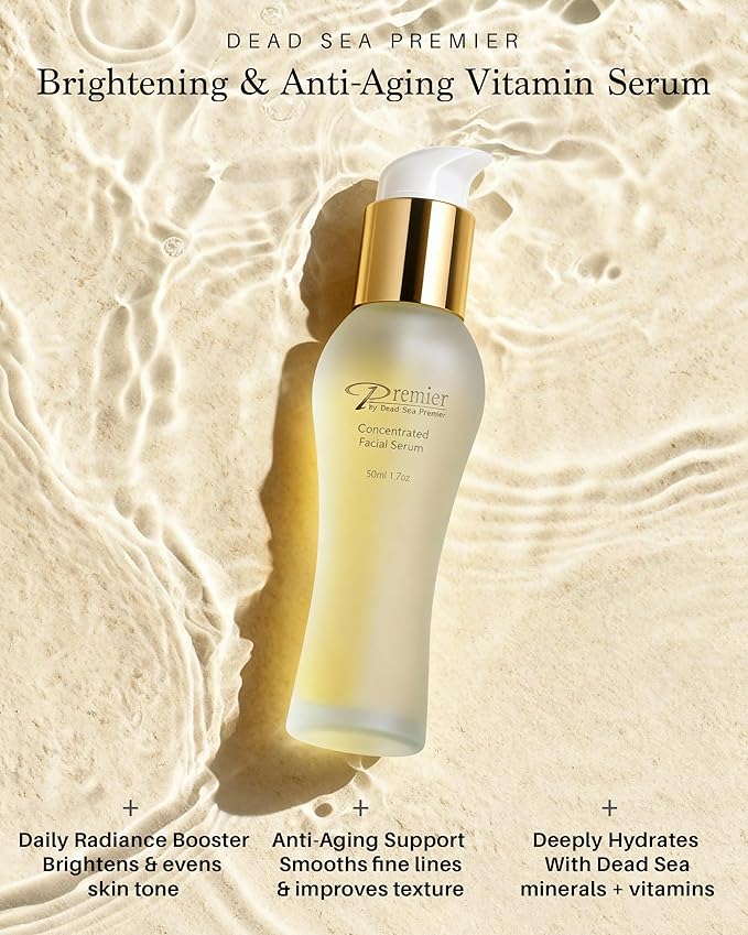 Premier Dead Sea Vitamin C Serum for Face with Vitamin E Oil, Retinol, Hydrating Face Serum for Women, Anti-Aging Skincare Dark Spot Brightening with Dead Sea Minerals, Classic Collection 1.7 Fl Oz