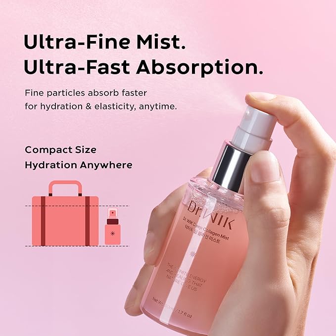 Dr.WIK Deep Collagen Hydrating Face Mist – Refreshing Moisture Facial Spray for Dry Skin | Wrinkle Care & Anti-Aging with Panthenol & Adenosine | Fine Toner Mist | Korean Skincare (50ml / 1.7 Fl Oz)