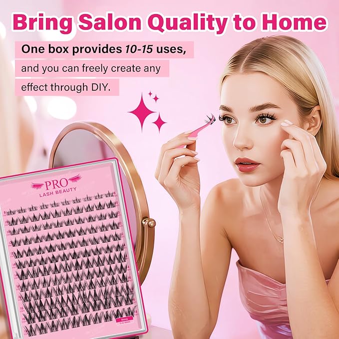 PRO LASHBEAUTY Manga Lash Clusters, Eyelash Clusters 8-18 Mixed Cluster Eyelash Extensions Mixed Lash Extension Reusable Soft & Comfortable (Nova,8-18mix)