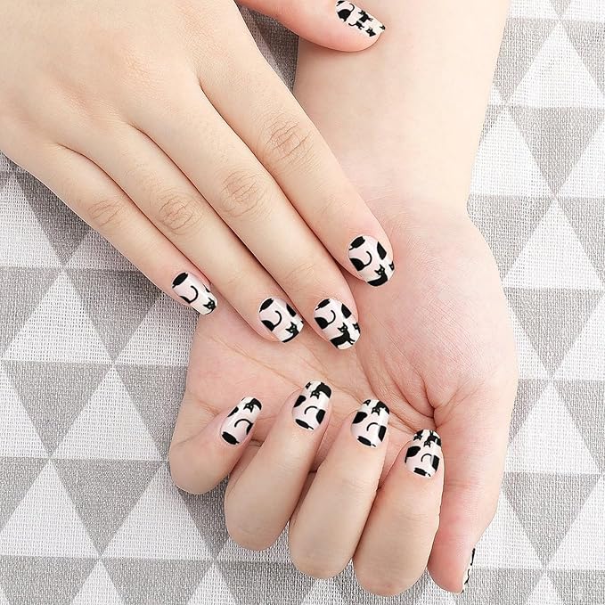 WUXEKZO Black Cats Nail Decals Stickers - 5 Sheets, Full Cover Nail Stickers Wraps Decals DIY Nails Art Decor for Women Nails Supplies Manicure Decorations