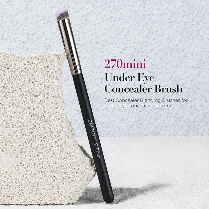 ENERGY Under Eye Concealer Brush Mini Flat Angled Kabuki Foundation Brush with Synthetic Bristles for Concealing Blending Setting Buffing with Powder Liquid Cream Cosmetics Vegan Makeup Brushes