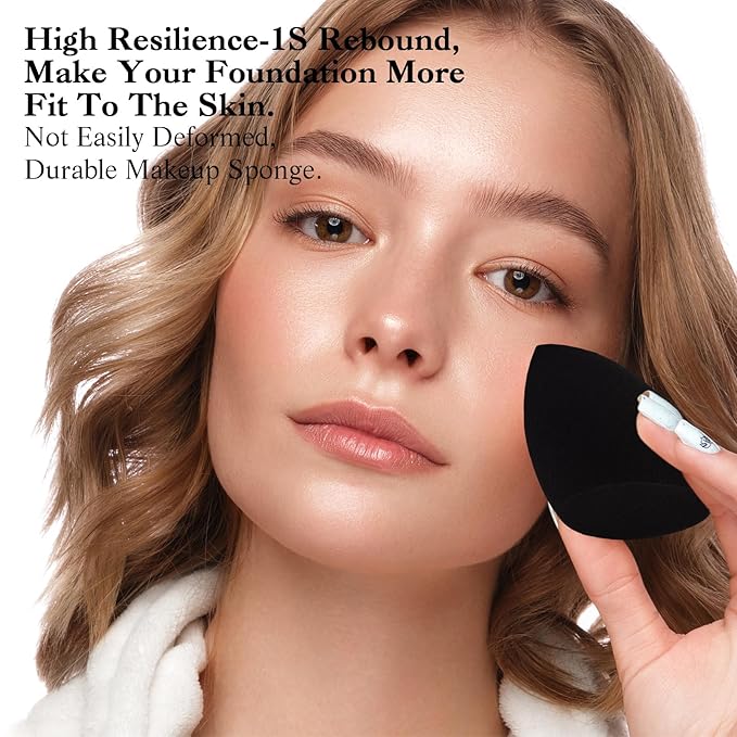 Toiletry Sponges Set with Breathable Face Sponge Holder for Travel Foundation Organic Beauty Sponges for Makeup Soft Blender Sponges Professional Black