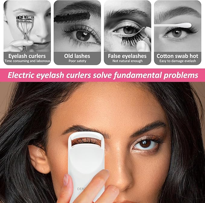 Heated Eyelash Curler -Mini Electric Eyelash Curler for Women with 5s Fast Heating & Portable lash Curler and Type c Rechargeable,for Women Makeup Tools Gifts