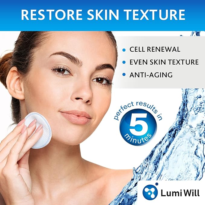 Glycolic Acid Exfoliating Peel Pads with Vitamins B5 C E and Menthol for Acne, Uneven Tone, Fine Lines, Wrinkles, Anti Aging Facial Resurfacing Skin Treatment - 50 Pre-Soaked Pads