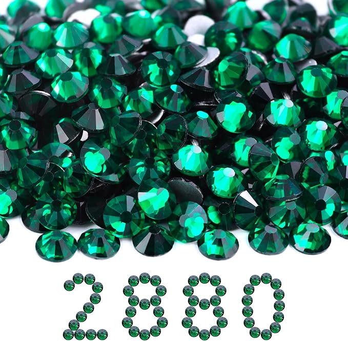 MEIBITE Flatback Rhinestones Bulk, 2880PCS Malachite Green Rhinestones for Clothes DIY Decoration Crafts, Malachite Green, SS30, 6.3-6.5mm