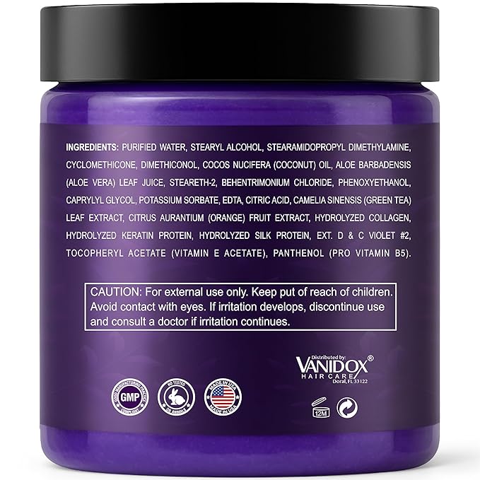 VANIDOX Silver Shine Purple Hair Mask for Gray Hair – Deep Conditioning Toner Treatment to Neutralize Brassiness, Restore Moisture & Brighten Dull Hair – Paraben & Sulfate Free, Made in USA, 8oz