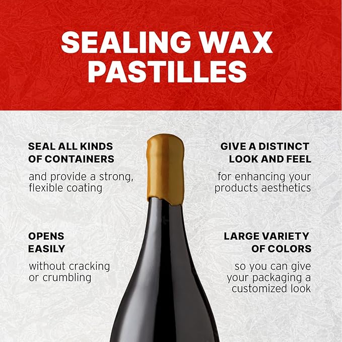 Blended Waxes, Inc. Bottle Sealing Wax Beads, Premium Pastille Wax Seal Beads for Wine, Beer, and Liquor Bottle Closure, Seals Between 25-30 Bottles, 1 lb, Goldenrod