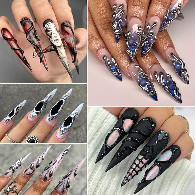 SUTOKAKA Black 3D Gel Nail Art, 15g Sculpting Gel for 3D Nail Art Designs Carving, Molding and Painting, No Wipe Embossed Gels Polish Rhinestone Nails Charm Glue Salon Home DIY