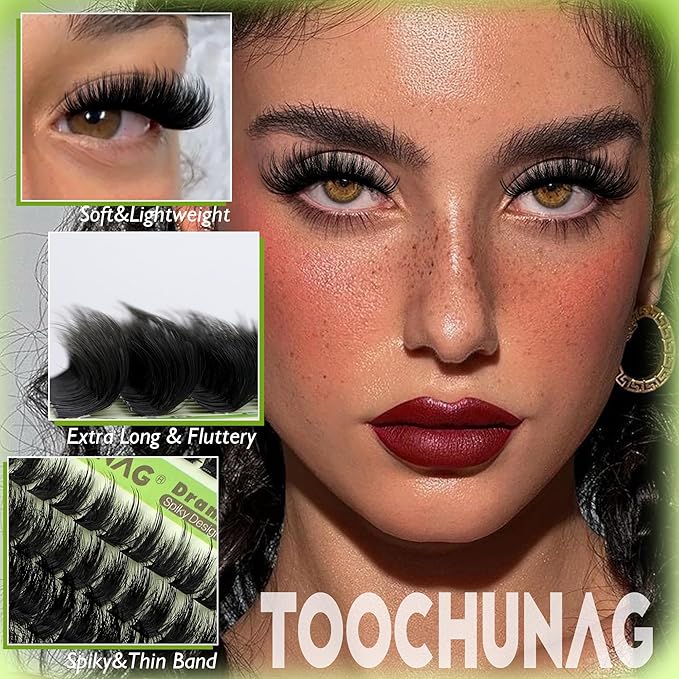 Thick Lash Clusters Kit 12-24mm Long Fluff Cluster Eyelash Extensions 180D+240D D Curly Individual Lashes Clusters Kit DIY Lash Extension Kit with Lash Bond and Seal for Eyelash Clusters by TOOCHUNAG