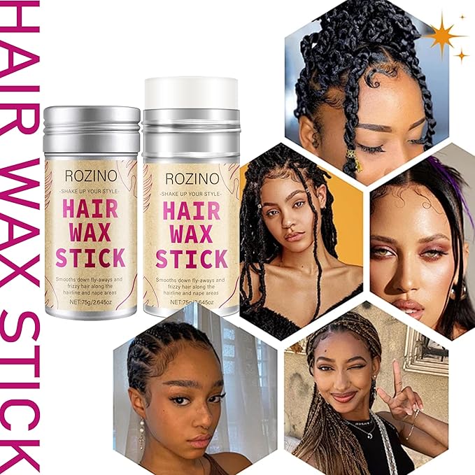 Hair Wax Stick, 2 Pack - Multi-Purpose Styling Stick to Tame Flyaways, Frizz Control for Sleek Ponytails, Buns & Edge Control - For Women & Kids， All Hair Types