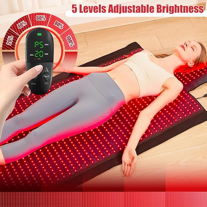 Red Light Therapy Mat for Body, 76"x 33" Red and Infrared Light Therapy Blanket with 660nm & 850nm Dual Wavelengths, 1370 LEDs Infrared Light Therapy for Full Body Pain Relief, Improved Sleep