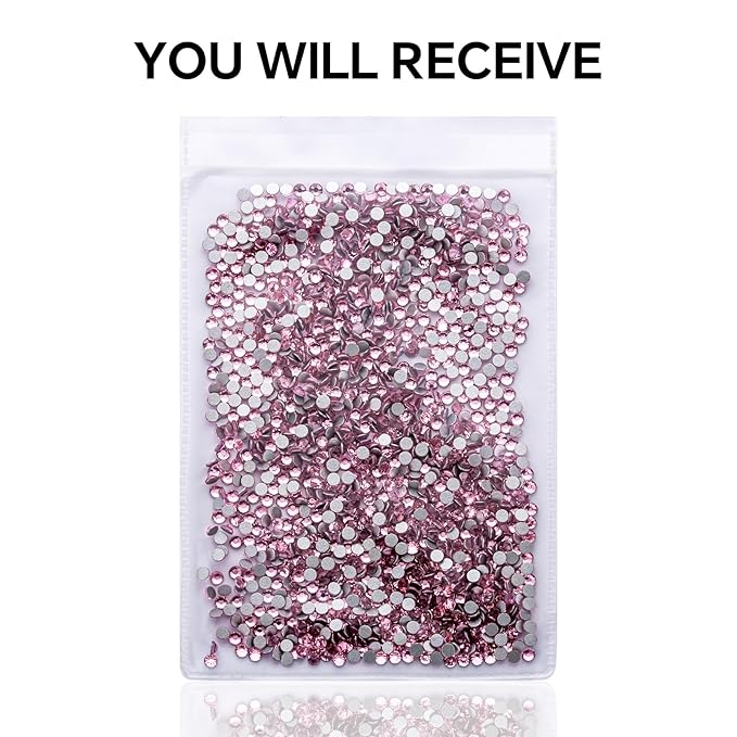 1440Pcs Light Pink Crystal Rhinestones,Glass Flatback Rhinestones Gemstones for Nail Face Makeup Art Crafts Clothes Decoration -(SS12,3.0mm,Light Pink)