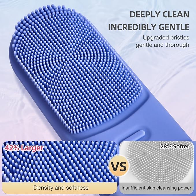 Face Scrubber with Heated,3 Modes Waterproof Rechargeable Portable Travel Size Makeup Remover Cleansing, Exfoliating and Massaging Facial Scrubber for Women & Men(Deep Ocean Key Blue)