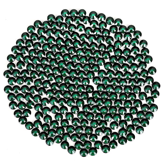 Novani Rhinestones 3000Pcs Flatback Crystal Round Loose Gemstones Glass Rhinestones for Crafts Makeup Nail Art Clothes Shoes DIY Decorations(SS6, 1.9-2.0mm,Emerald)