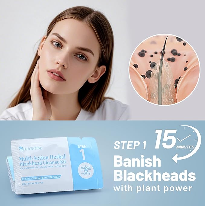 Herbal Blackhead Cleanse Kit Nose Pore Strips, Plant-Powered Deep Cleansing Blackhead Remover Strip Set
