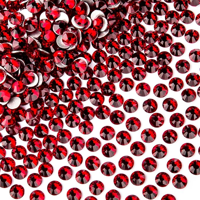 288Pcs Siam Crystal Rhinestones,Glass Flatback Rhinestones Gemstones for Nail Face Makeup Art Crafts Clothes Decoration -(SS34,7.0mm,Siam)