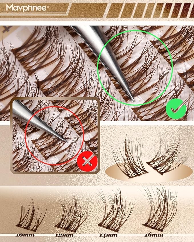 Brown Lash Clusters Gently Fluffy Eyelash Clusters Dark Brown Individual Lashes Extensions Natural Cluster Lashes Wispy Fairy Cluster Eyelash Extensions Soft Vibe DIY Lash Pack (120Pcs, 10-16MM)