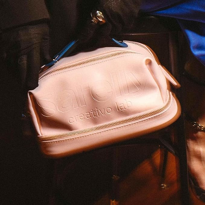 SARELLY, Makeup Bag, Perfect for Makeup Brushes, Vegan Leather, Pink Color, Sarelly Creative Lab
