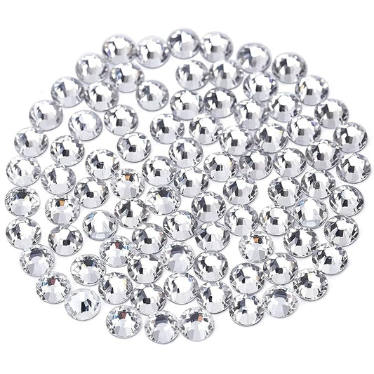 Novani Rhinestones 3000Pcs Flatback Crystal Round Loose Gemstones Glass Rhinestones for Crafts Makeup Nail Art Clothes Shoes DIY Decorations(SS8, 2.3-2.5mm,Crystal Clear)