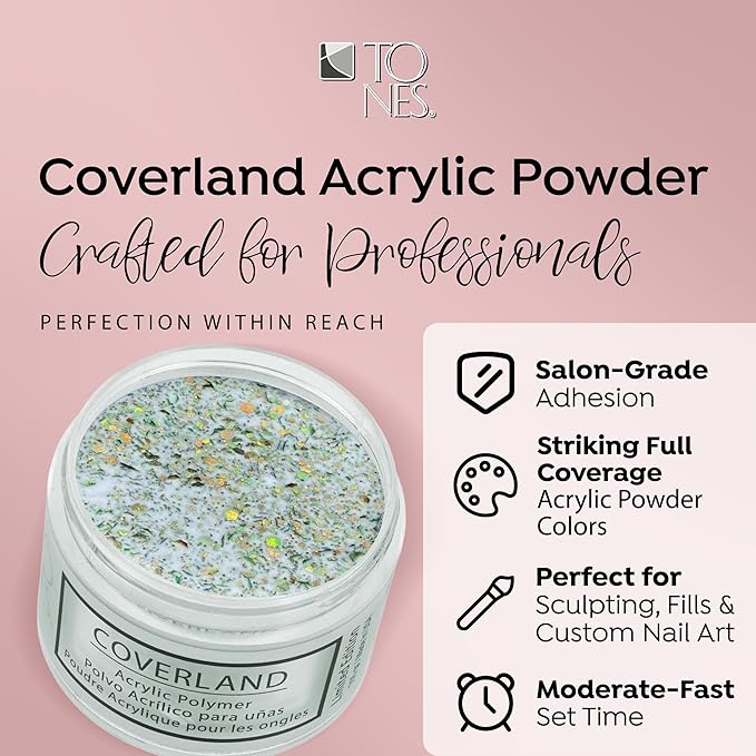 Tones Coverland Acrylic Nail Powder "Hypnotized" - Limited Edition Acrylic Powder for Nail Design, Sculpting, and Masking Nail Bed Imperfections - Professional Acrylic Nail Supplies - (1.5 Oz)
