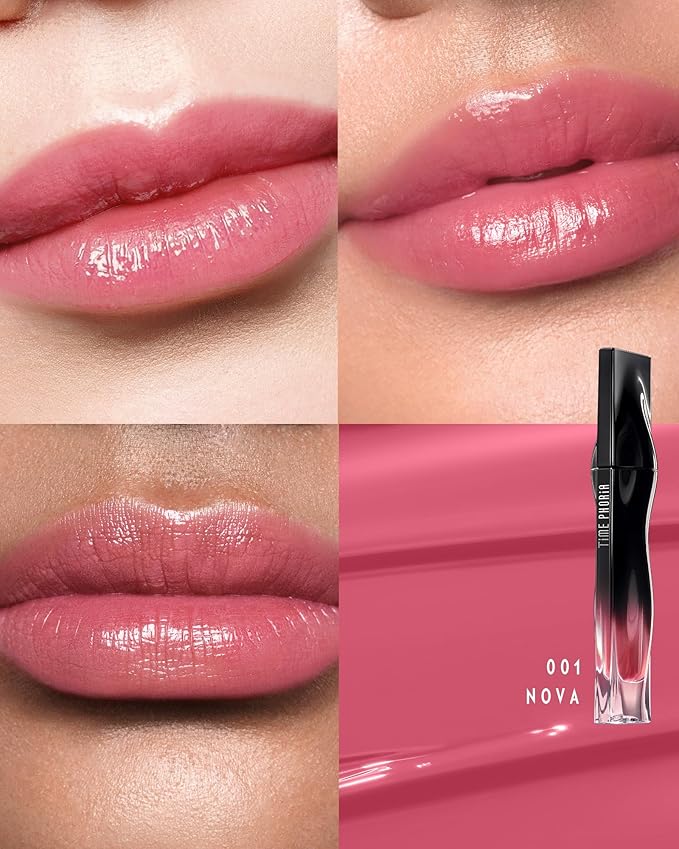 Stellar Dust Lip Stain 001 Nova, Waterproof Transfer-Proof Lip Gloss, Soft Pink Tinted Glossy Finish, High-Pigment Vibrant Color, Hydrating Lightweight Long-Lasting Lip Makeup for Women
