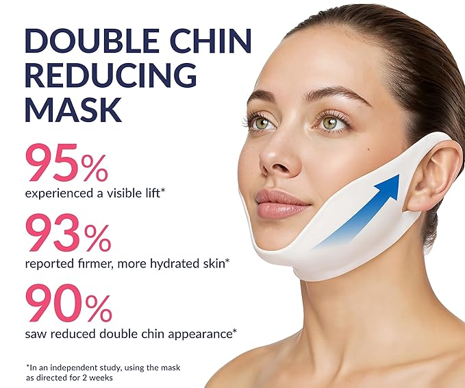 STYLIA V Line Lifting Collagen Mask - Lift, Firm & Contour Jawline - Tightening Double Chin Strap with Hyaluronic Acid & Aloe - Neck Tightening and Lifting Mask - Jawline Shaper Face Lift Tape (2PC)