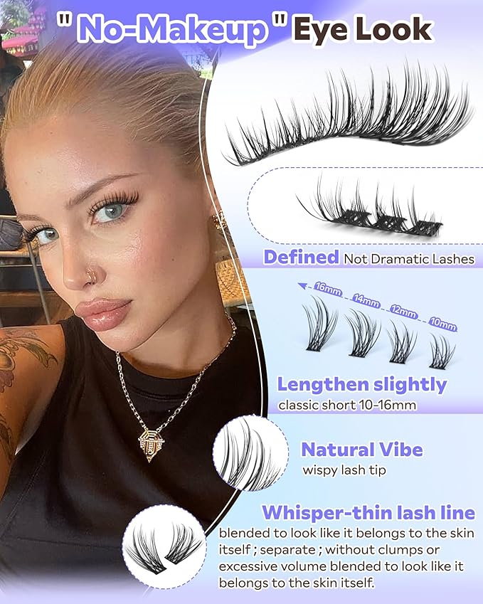 Goddvenus Wispy Lash Clusters Kit Eyelash Clusters Natural Cluster Eyelash Extensions Kit 10-16mm CC Curve Lash Extension Kit For DIY