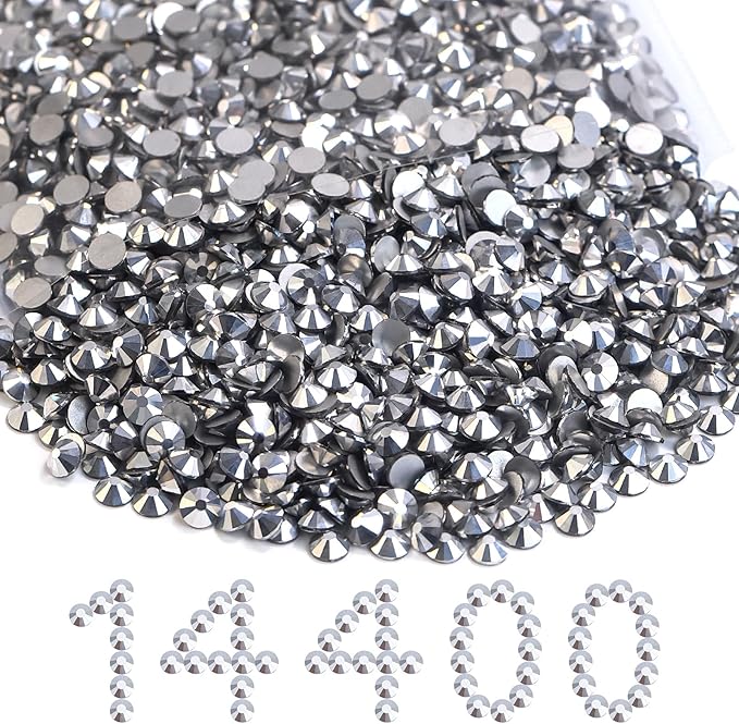 MEIBITE Flatback Rhinestones Bulk, 14400PCS Silver Rhinestones for Clothes DIY Decoration Crafts, Silver, SS16, 3.8-4.0mm