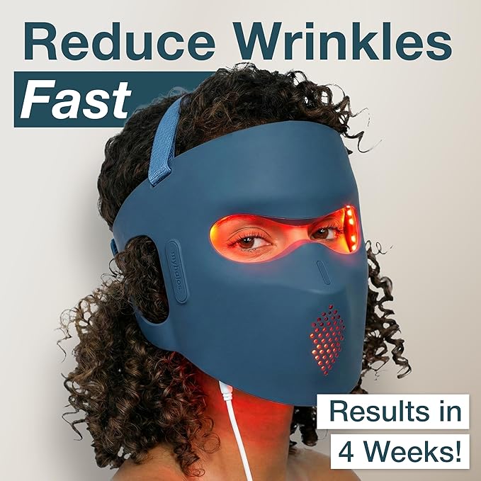 myhalos® Red Light Therapy Face Mask - Medical-Grade LED Light Therapy Device with Nir-Infrared (1072 nm), Red (633 nm) & Blue (460 nm) Light - Anti-Aging Skin Treatment for Wrinkles & Fine Lines