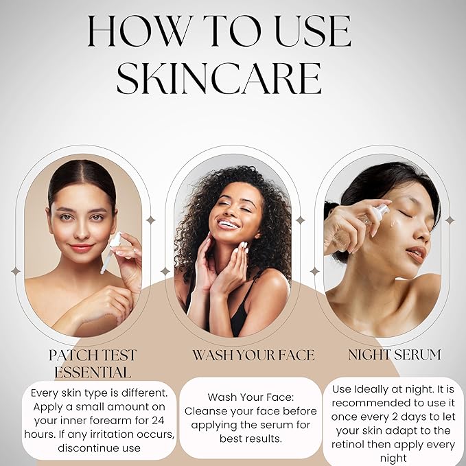 Retinol Night Serum Complex Anti-Aging Facial Serum Firms Face & Neck Hyaluronic Acid, Niacinamide, Collagen, C & E, Glycolic Acid, Squalane Deep Moisturizing Skin Care for Women 1.7 fl oz