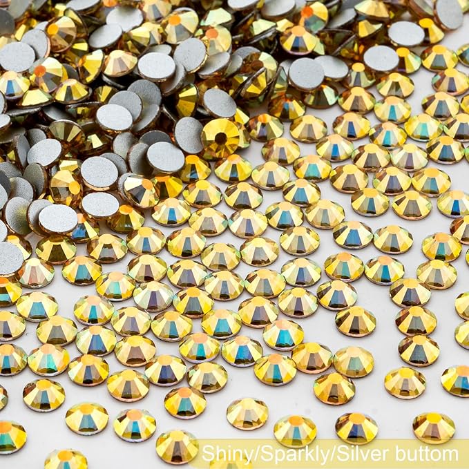 MEIBITE Flatback Rhinestones Bulk, 14400PCS Shiny Sunlight Rhinestones for Clothes DIY Decoration Crafts, Shiny Sunlight, SS16, 3.8-4.0mm