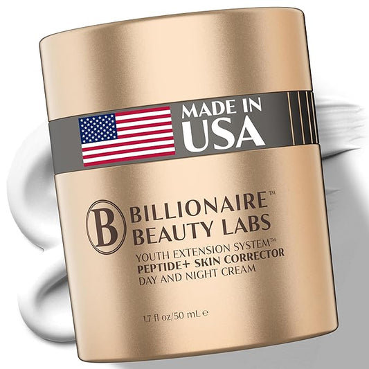 BILLIONAIRE BEAUTY LABS Collagen Booster Peptide Face Cream w Hyaluronic Acid – Peptide Face Moisturizer for Women, Hydrating, Non-Greasy, for Firming, Smoothing, Younger-Looking Skin, Fragrance-Free