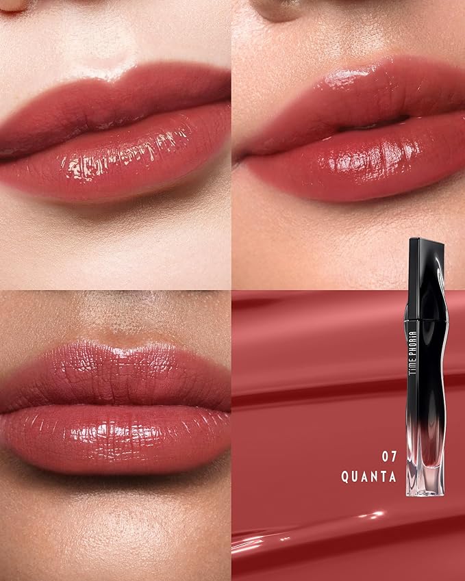 Stellar Dust Lip Stain 07 Quanta, Waterproof Transfer-Proof Lip Gloss, Orangish Red Tinted Glossy Finish, High-Pigment Vibrant Color, Hydrating Lightweight Long-Lasting Lip Makeup for Women