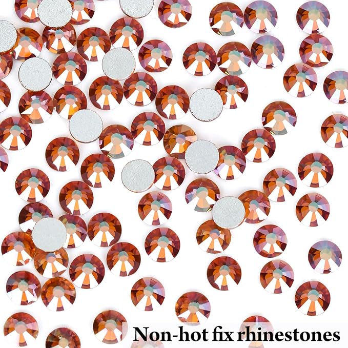 Novani Rhinestones 1440Pcs Flatback Crystal Round Loose Gemstones Glass Rhinestones for Crafts Makeup Nail Art Clothes Shoes DIY Decorations(SS20, 4.6-4.8mm,Amber)