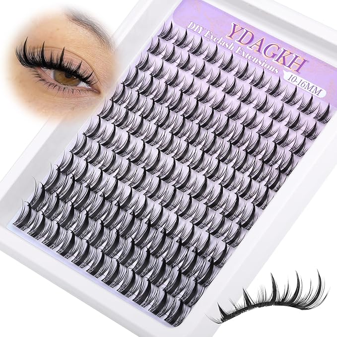 Manga Lash Clusters Natural Spiky Lash Extension Invisible Band Spikes Anime Eyelash Clusters 10-16mm DIY Wispy Individuals Lashes 132Pcs Fairy Eyelash Extension Clear Band
